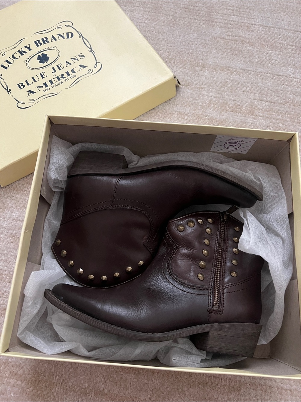 Lucky Brand Dark Brown Studded Ankle Boots
